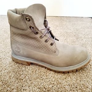 Gray suede Timberland boots